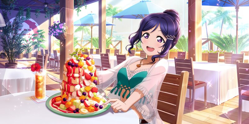 Anime Girl with Fruit Tower