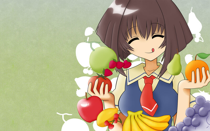 anime girl with fruits