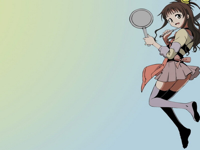 anime girl with frying pan