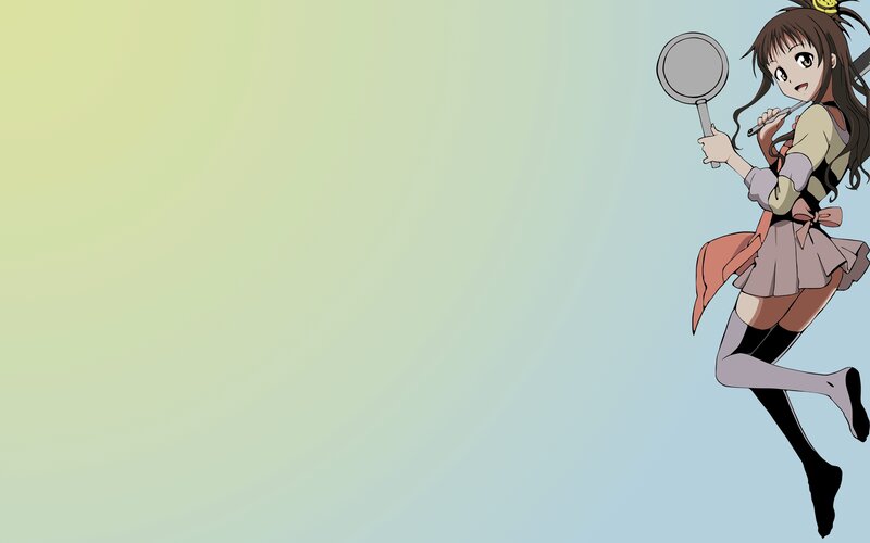Anime Girl with Frying Pan — Green