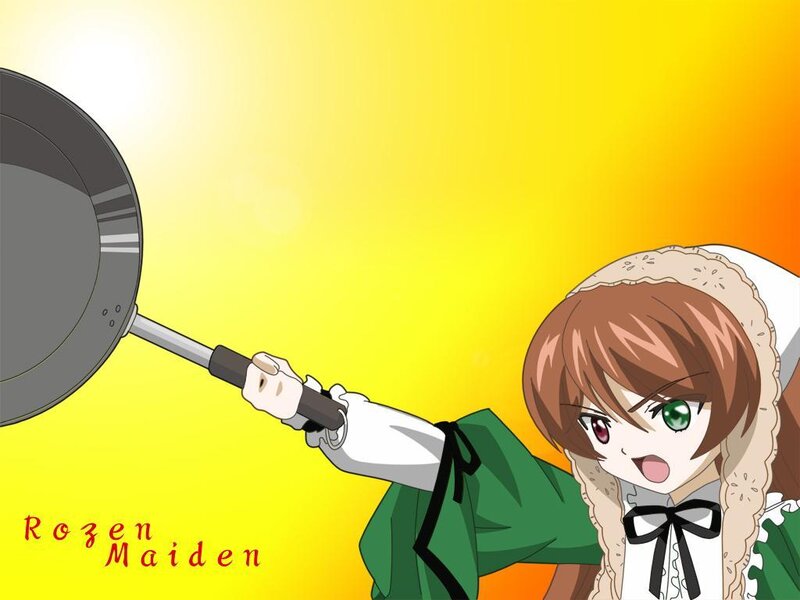 Anime girl with frying pan