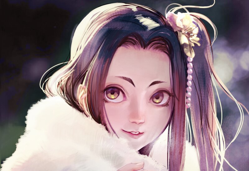 Anime Girl with Fur Coat