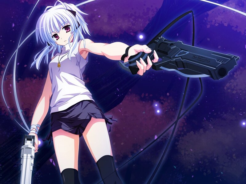 anime girl with futuristic guns