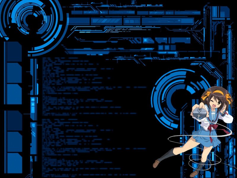 anime girl with futuristic interface