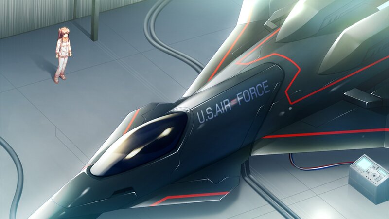 anime girl with futuristic jet
