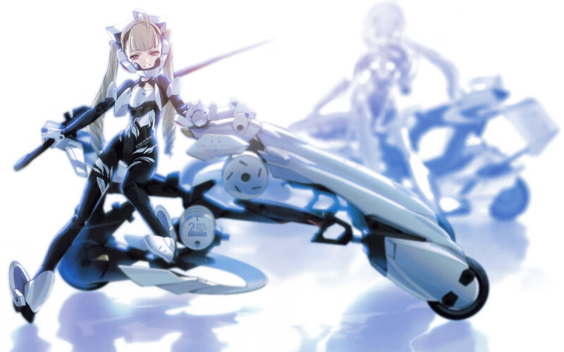 anime girl with futuristic motorcycle