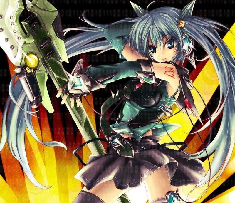 anime girl with futuristic weapon