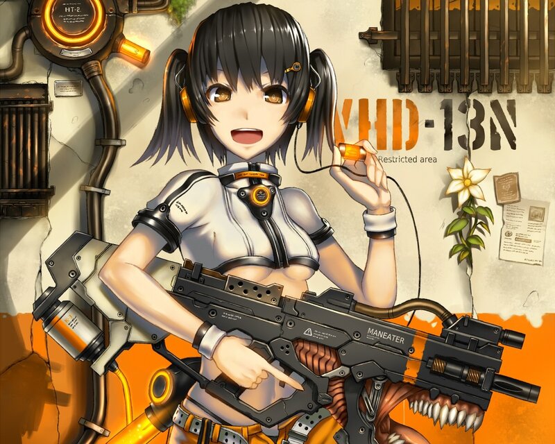 anime girl with futuristic weapon
