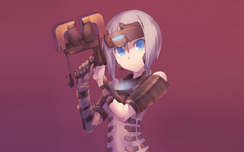 anime girl with futuristic weapon