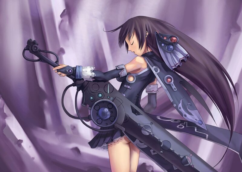 anime girl with futuristic weapon