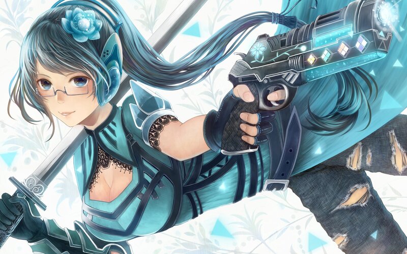 anime girl with futuristic weapons
