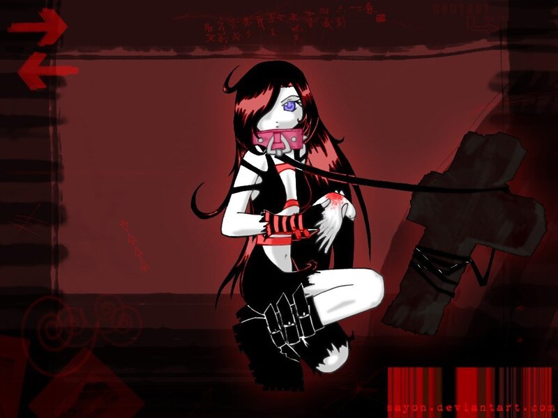 Anime girl with gag and restraints