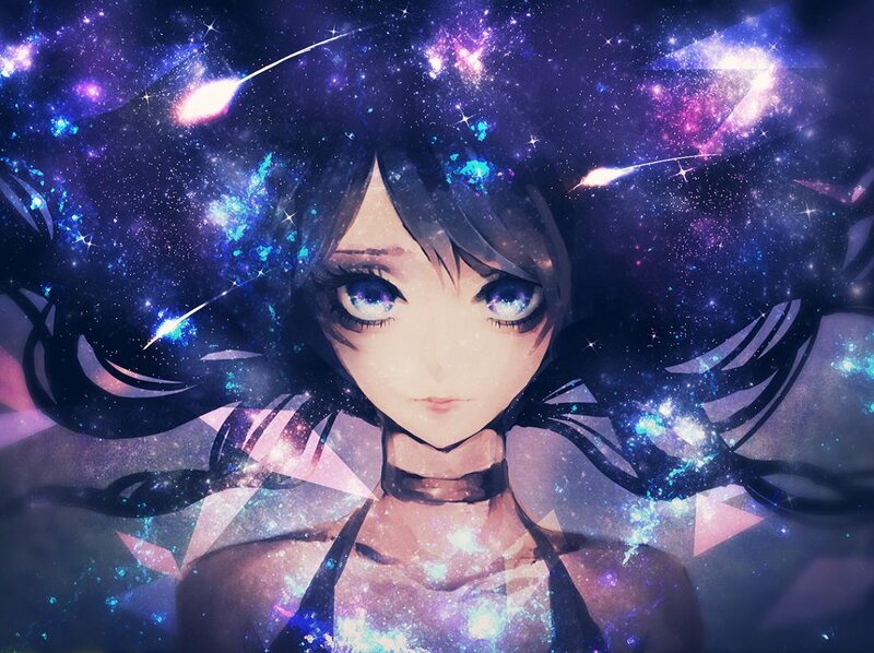 Anime Girl with Galaxy Background