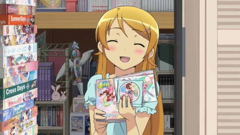 anime girl with game cases