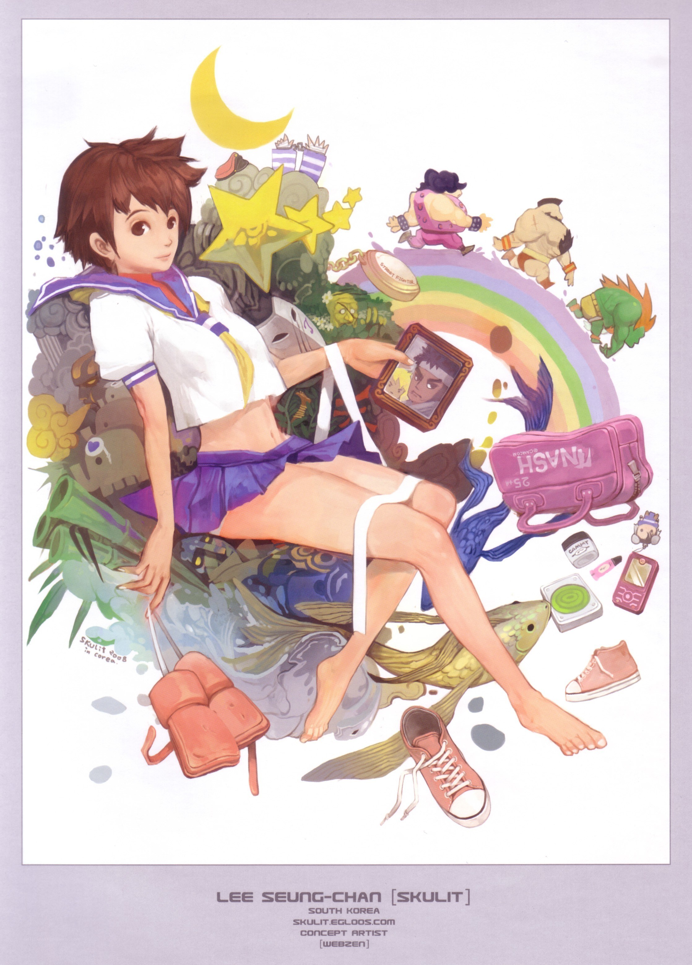 Anime girl with game characters