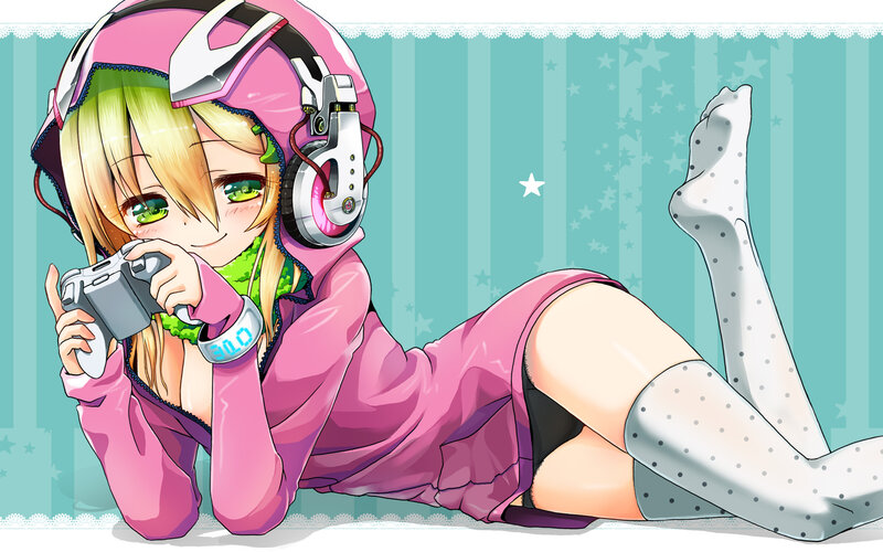 Anime Girl with Game Controller — Pink