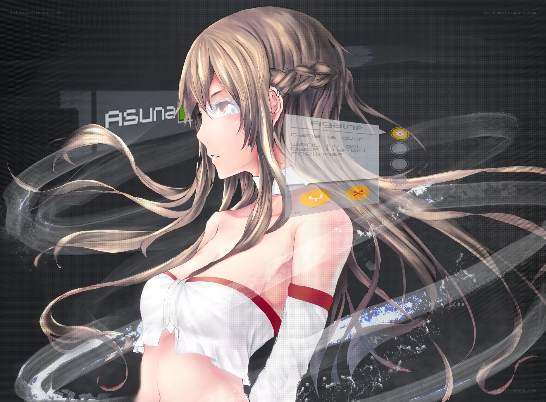 Anime girl with game over screen