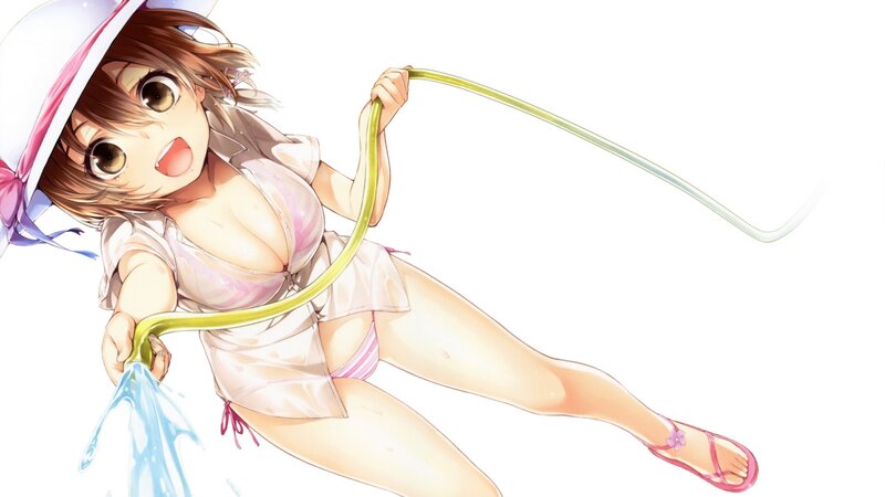 anime girl with garden hose