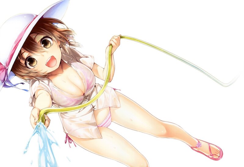 anime girl with garden hose