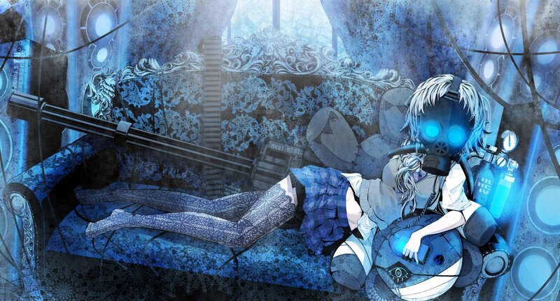 anime girl with gas mask