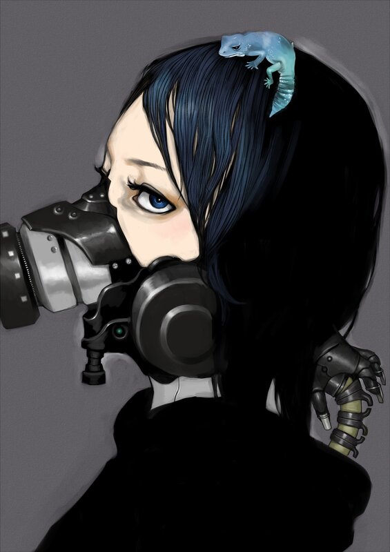 anime girl with gas mask