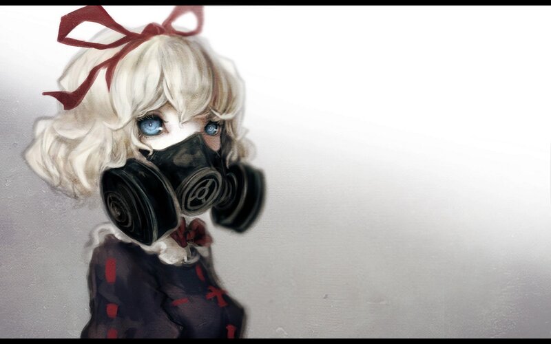 anime girl with gas mask