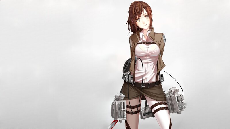 Anime Girl with Gear — Brown, Neutral, Digital Art