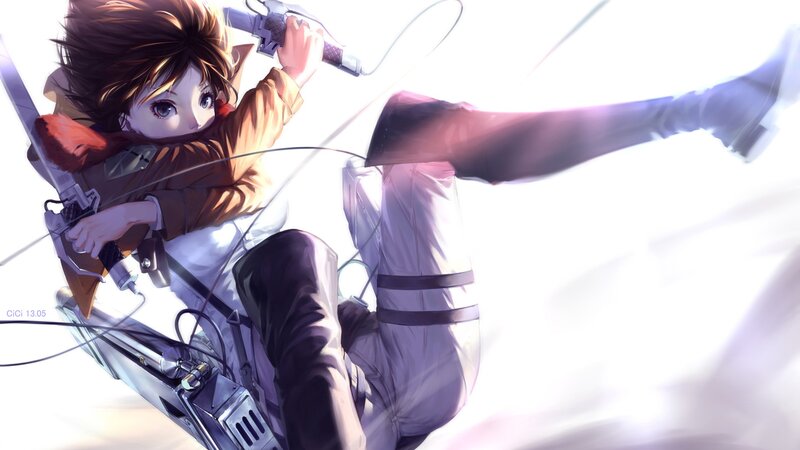 Anime Girl with Gear — White, Dynamic