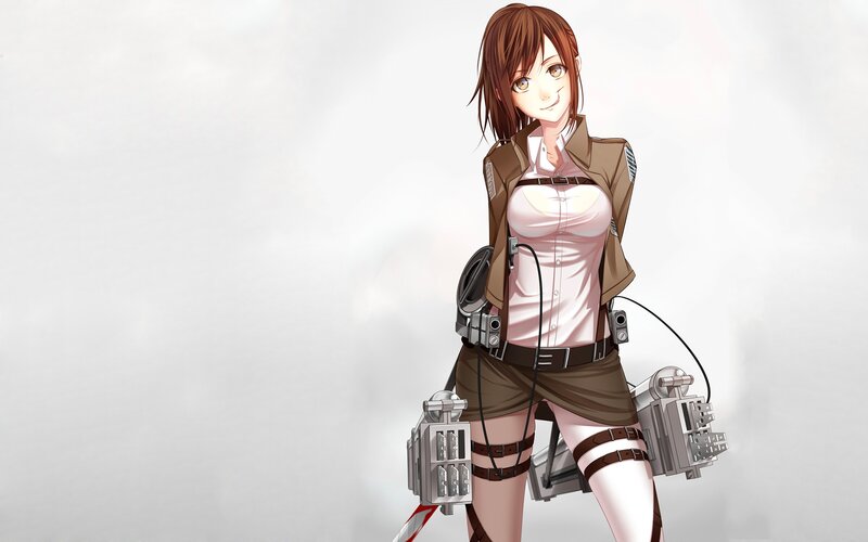 Anime Girl with Gear — White