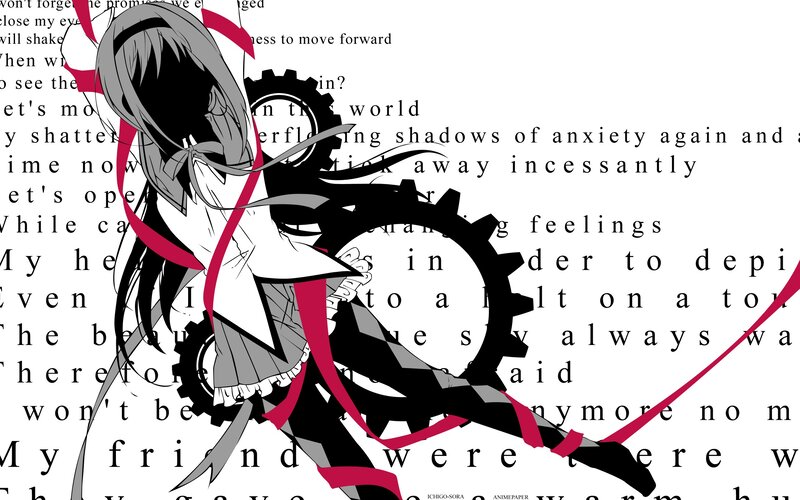 Anime girl with gears and text