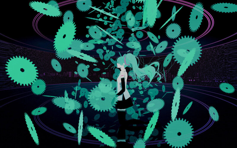 Anime Girl with Gears — Teal