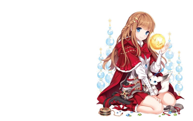 Anime girl with gem and fox