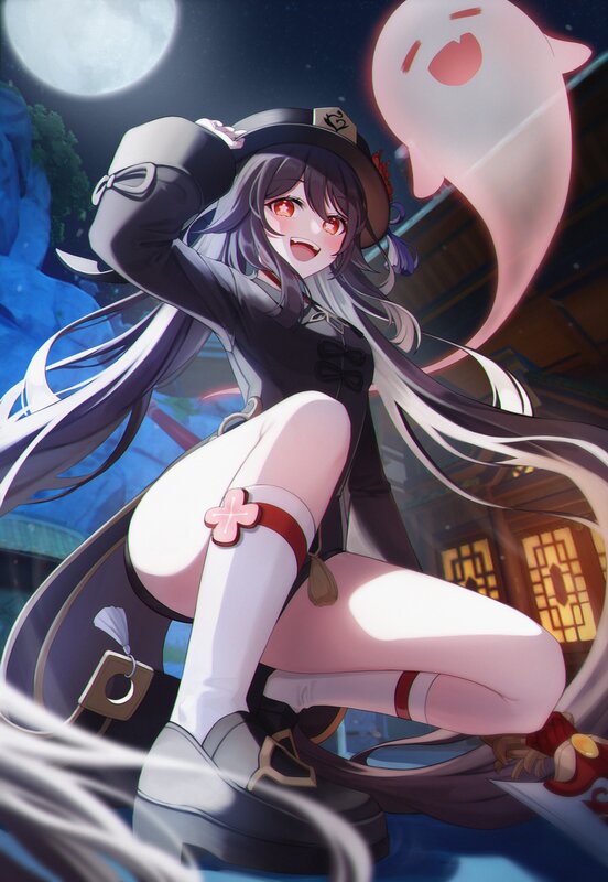 Anime Girl with Ghost — Black