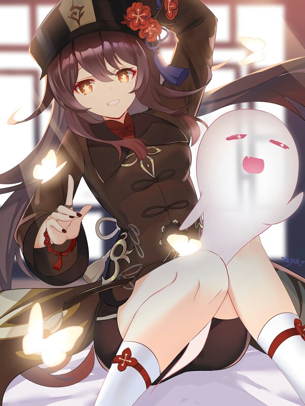 Anime Girl with Ghost — Brown