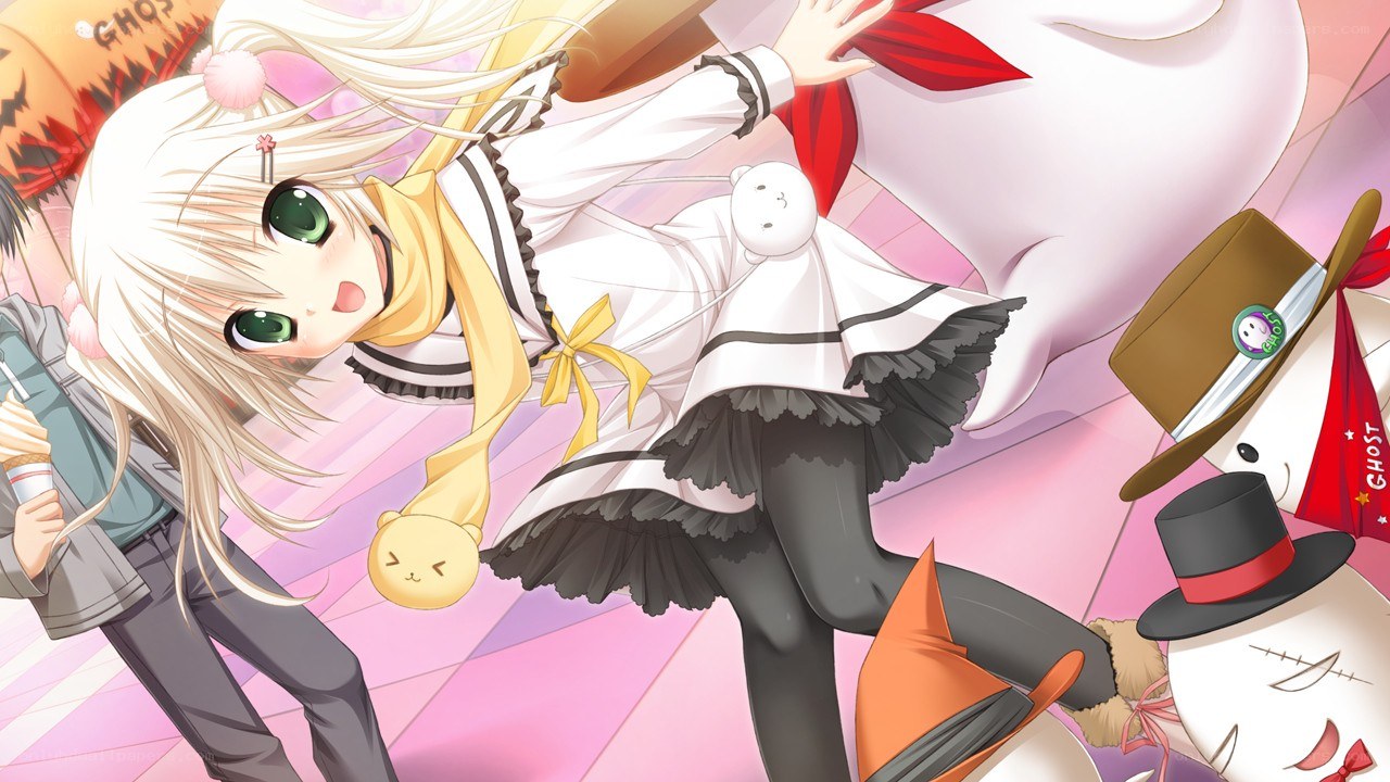 anime girl with ghost characters