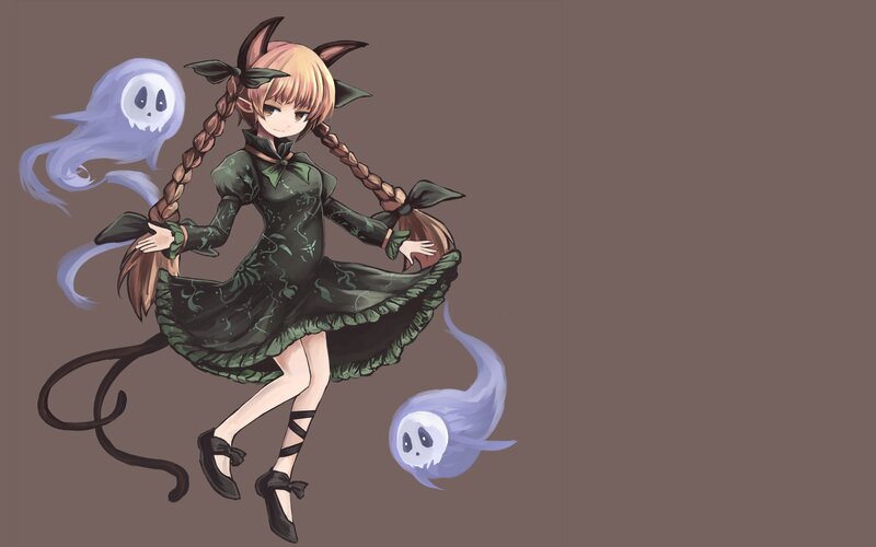 anime girl with ghost companions