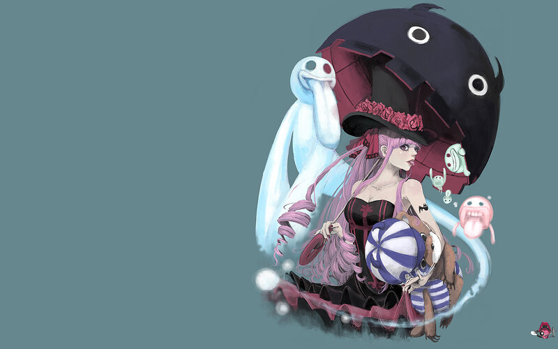 anime girl with ghost companions