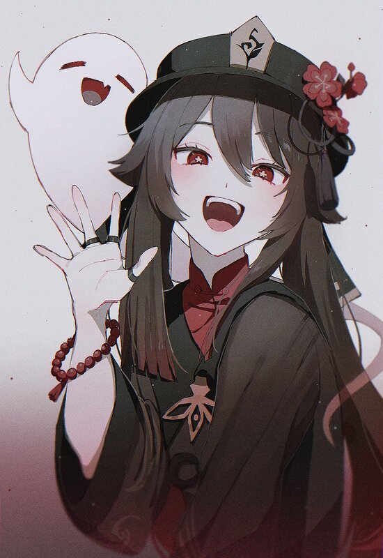 Anime Girl with Ghost — Gray