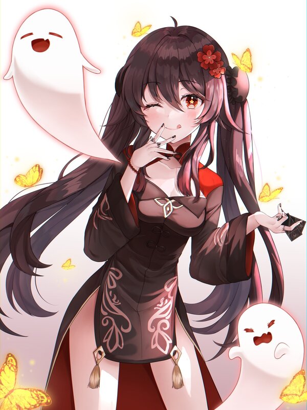 Anime Girl with Ghosts — Black
