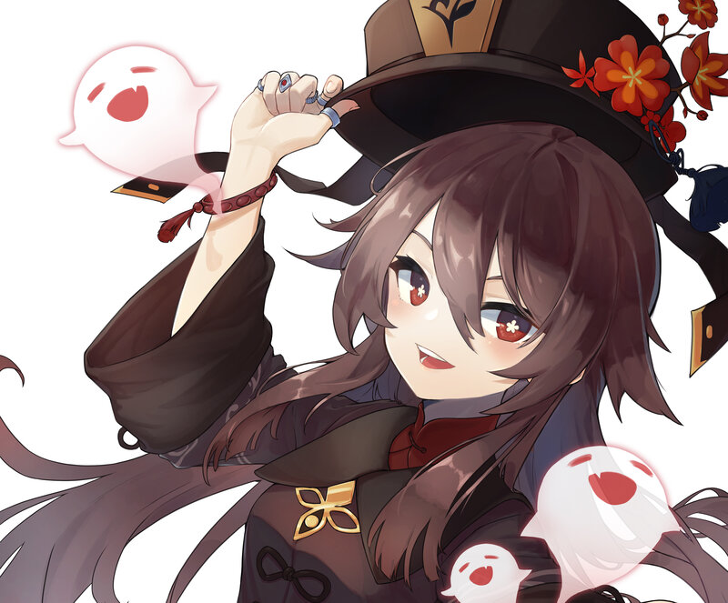 Anime Girl with Ghosts — Brown, Playful