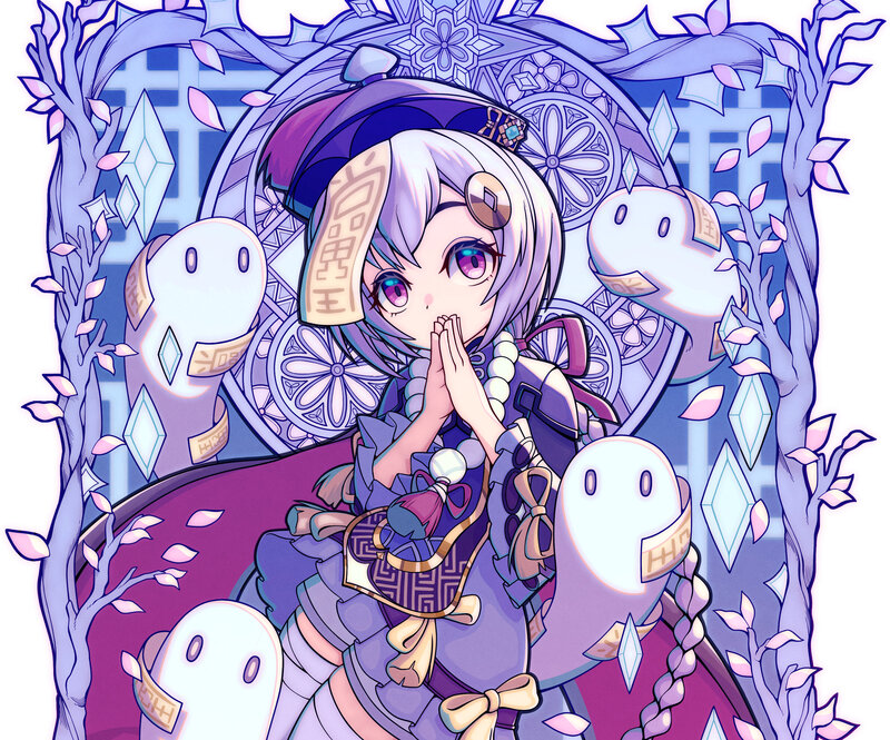 Anime Girl with Ghosts — Purple