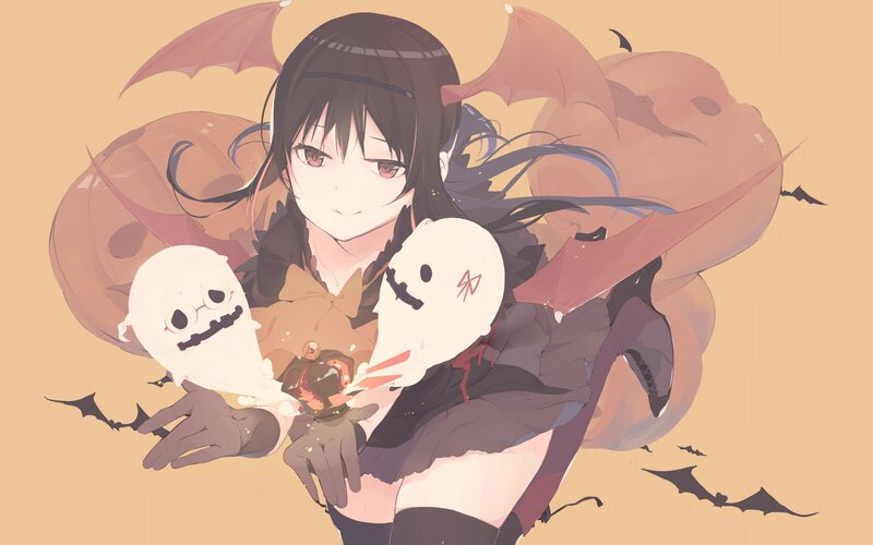 Anime Girl with Ghosts
