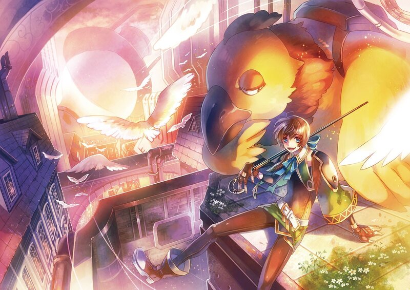 anime girl with giant bird