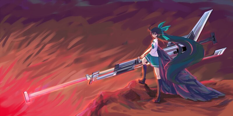 anime girl with giant gun