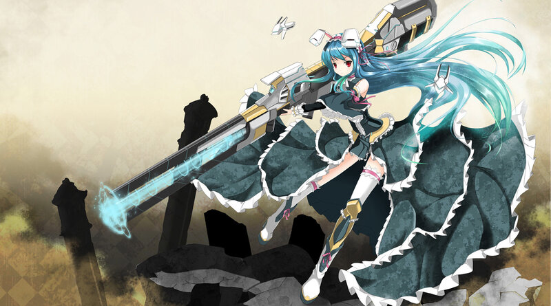 anime girl with giant gun