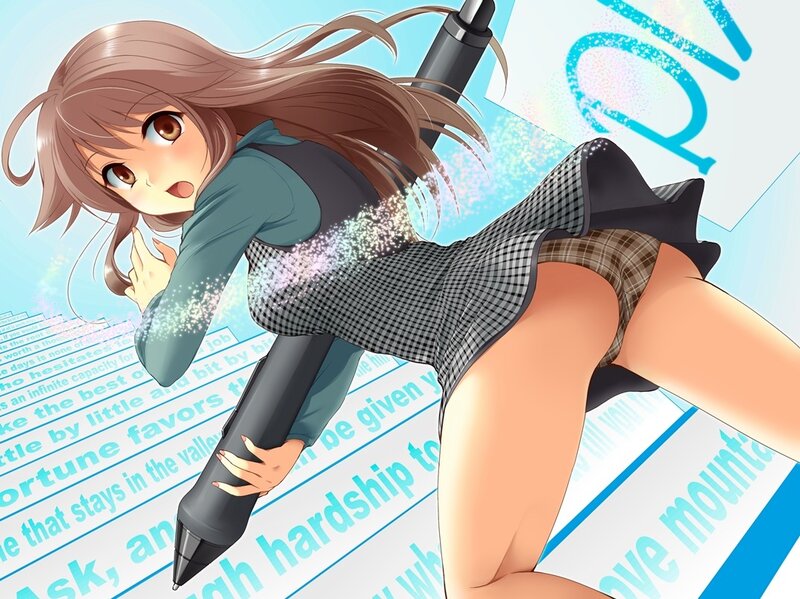 anime girl with giant pen