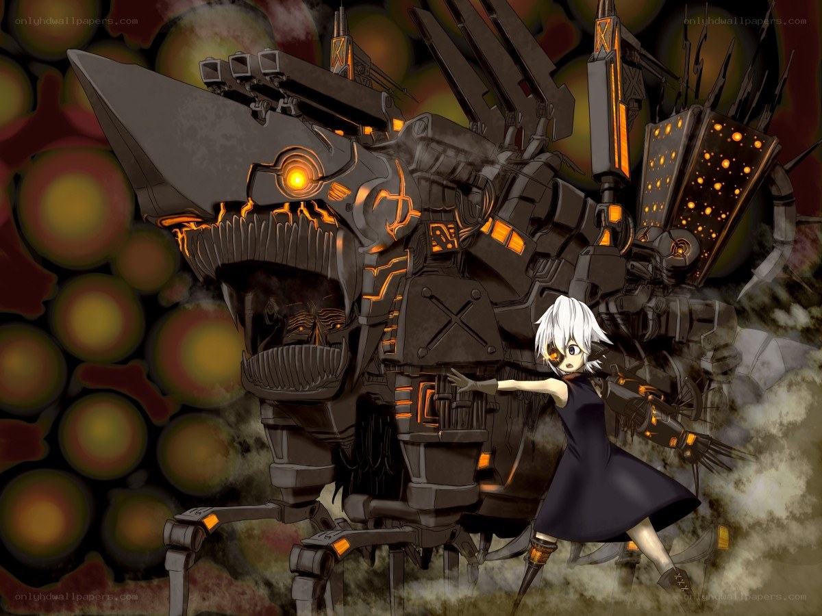 Anime girl with giant robot