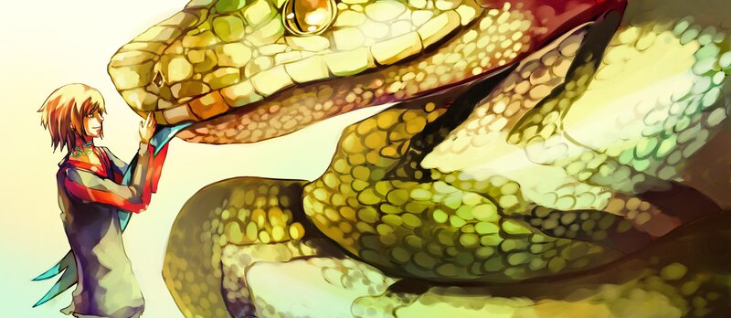 anime girl with giant snake