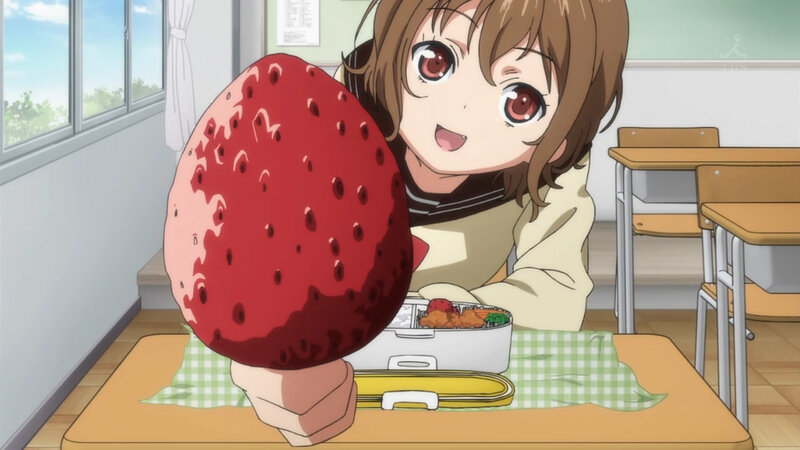 anime girl with giant strawberry