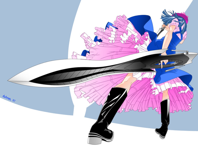 anime girl with giant sword